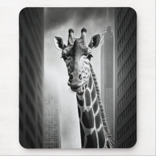 Mousepad Girafa em uma paisagem urbana