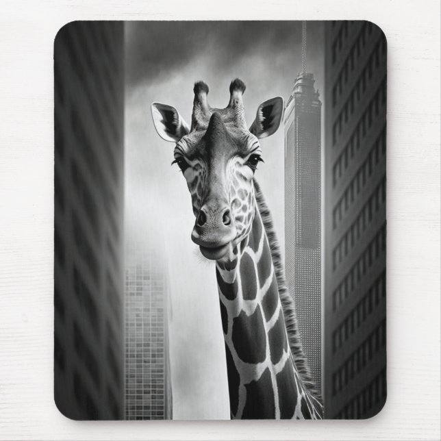 Mousepad Girafa em uma paisagem urbana (Frente)
