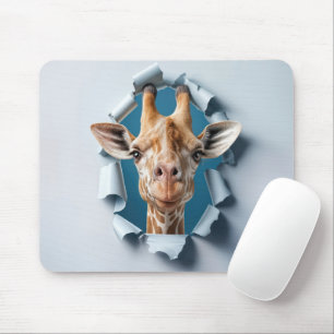 Mousepad Girafa emergindo de um buraco de papel