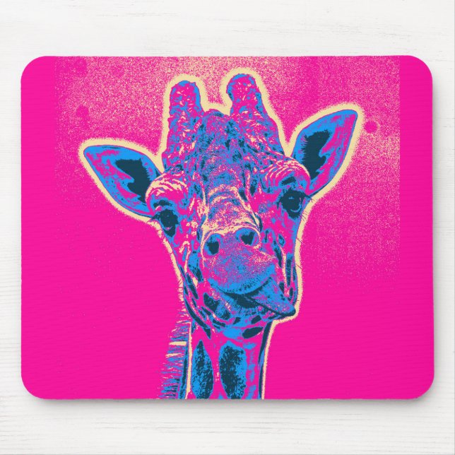 Mousepad Girafa Engraçada Esticando sua língua (Frente)