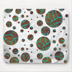 Mousepad Girafa Marrom e Estampa Azul-esverdeada