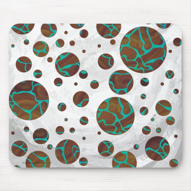 Mousepad Girafa Marrom e Estampa Azul-esverdeada (Frente)