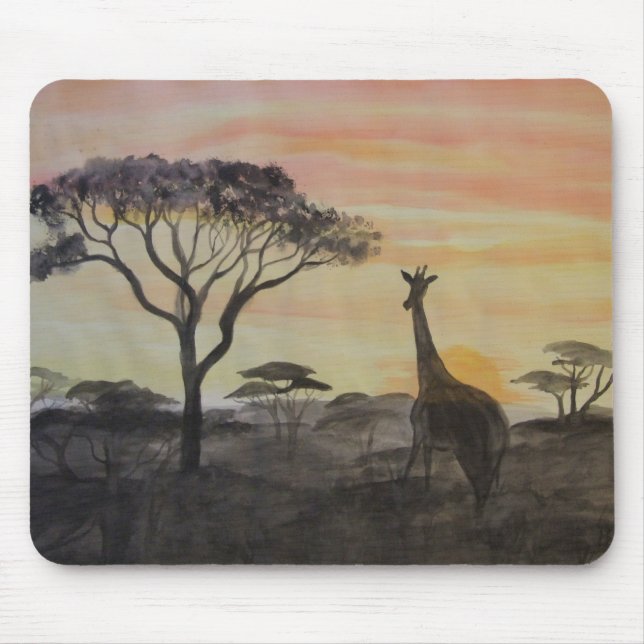 Mousepad Girafa no por do sol africano (Frente)