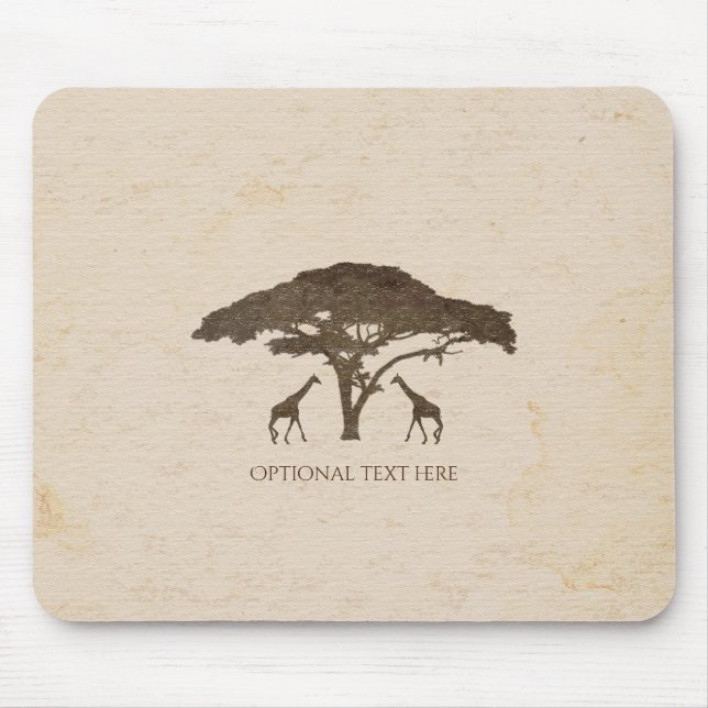 Mousepad Girafas da Savana Africana & Computador Antigo Árv (Frente)