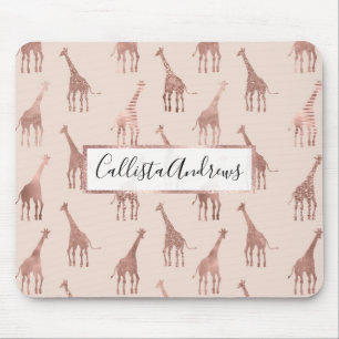 Mousepad Girafas Rosa Rosa Rosa, Blush, Rosa Douradas, Gira