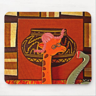 Mousepad Giraffe Hat Art Impressão