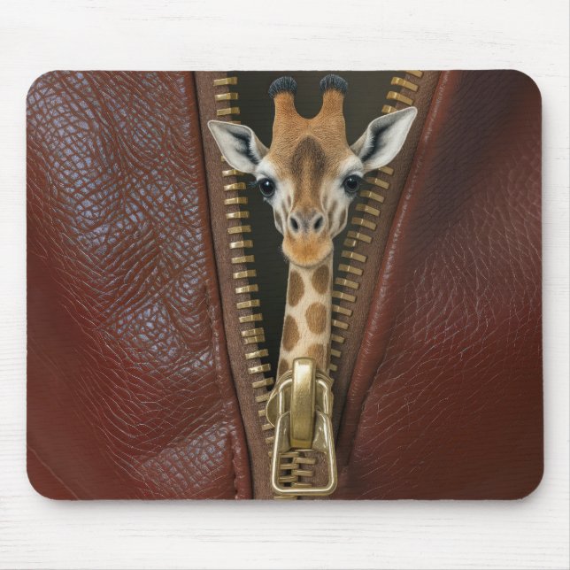 Mousepad Giraffe Peeking de um Zipper (Frente)