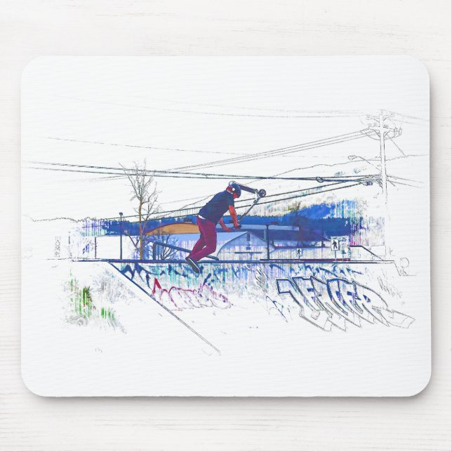 Mousepad Girando o Deck - Patinete de Stunt (Frente)