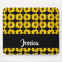Mousepad Girassóis amarelos em preto