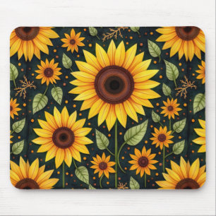 Mousepad Girassóis Amarelos Em Preto
