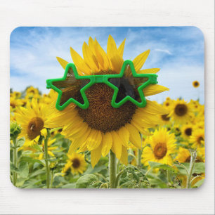 Mousepad Girassóis Com Óculos De Sol De Estrela