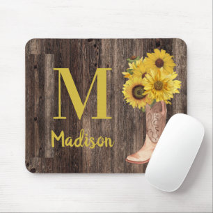 Mousepad Girassóis Cowgirl Inicia Monograma Russo De Madei