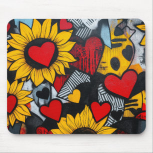 Mousepad girassóis e corações