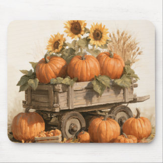 Mousepad Girassóis Rústicos de Outono Colheita de Abóboras