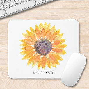 Mousepad Girassol Aquarela Personalizado