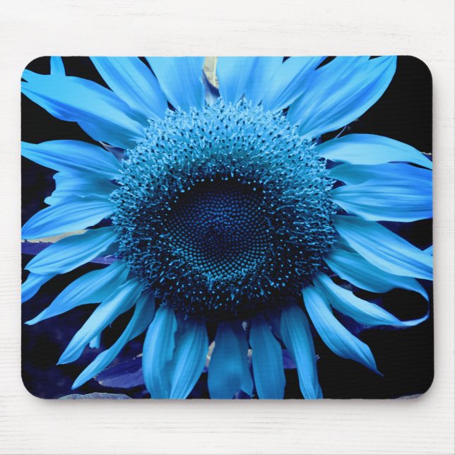 Mousepad Girassol azul floral retrógrado (Frente)