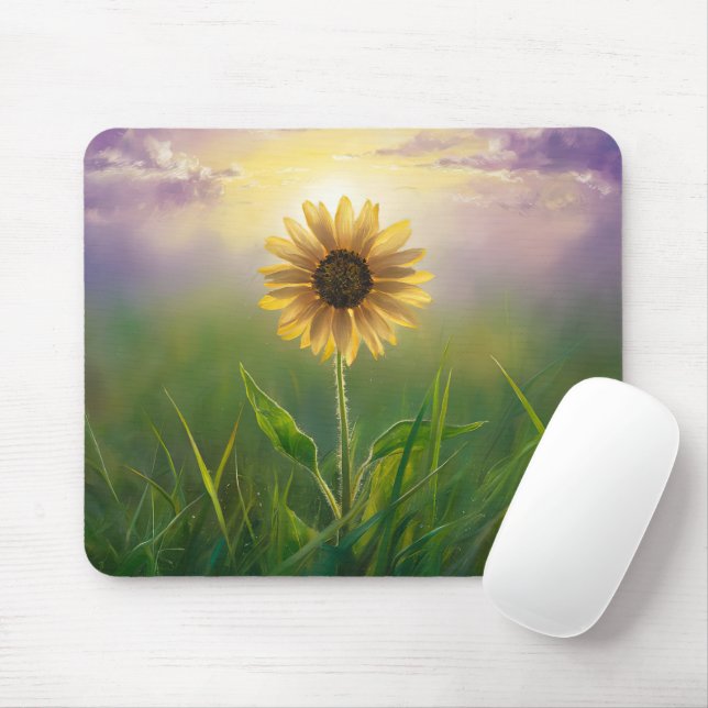 Mousepad Girassol Brilhante No Campo De Grassagem (Com mouse)