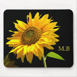 Mousepad Girassol brilhante no fundo preto