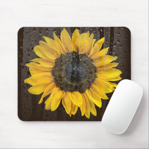 Mousepad Girassol com gotas de chuva na janela