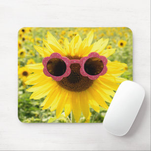 Mousepad Girassol com óculos de sol rosa
