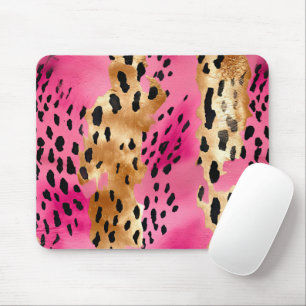 Mousepad Girassol Dourado Leopardo Preto Rosa Rosa