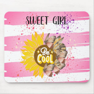 Mousepad Girassol e borboletas, Arte Rosa Vibrada