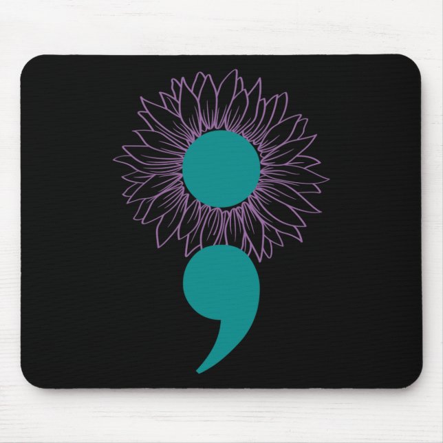 Mousepad Girassol Ponto e Vírgula Conscientização sobre Sui (Frente)