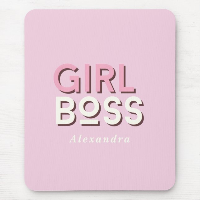 Mousepad Girl Boss Retro Minimal Pink  (Frente)
