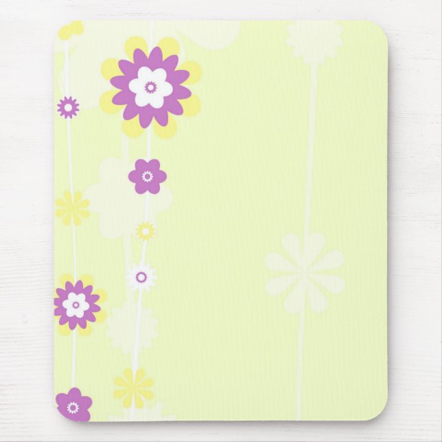 Mousepad Girly Amarelo e Flor Rosa (Frente)