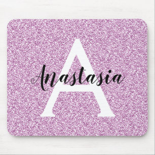 Mousepad Girly Glam Purple Glitter Sparkles Nome do Monogra