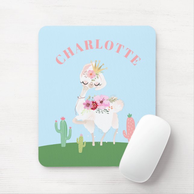 Mousepad Girly Llama Floral Cactus (Com mouse)