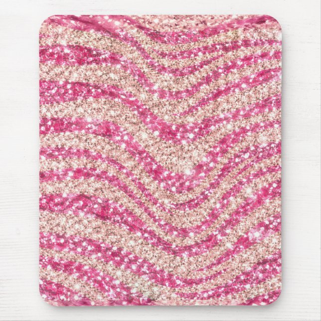 Mousepad Girly Pink Blush Glitter Zebra Pattern             (Frente)