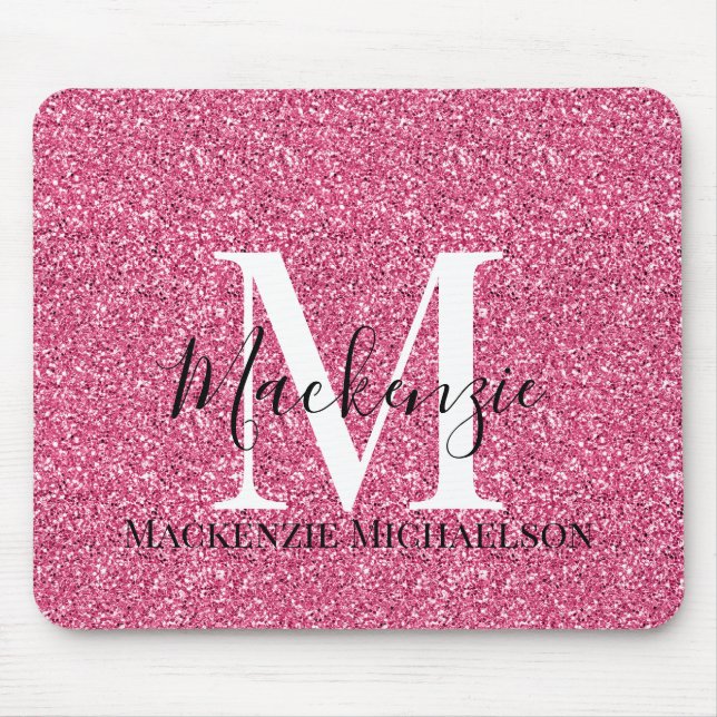 Mousepad Girly Pink Glitter Monographic Name (Frente)