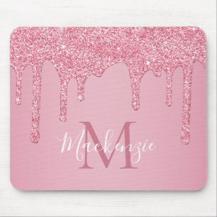 Mousepad Girly Pink Sparkle Glitter Drivers Monograma