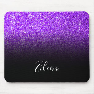 Mousepad Girly Purple Faux Glitter Black Ombre