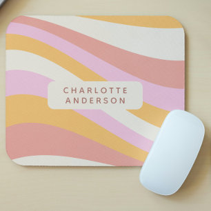 Mousepad Girly Retro Vintage Wave Abstrato Trendy Feminine
