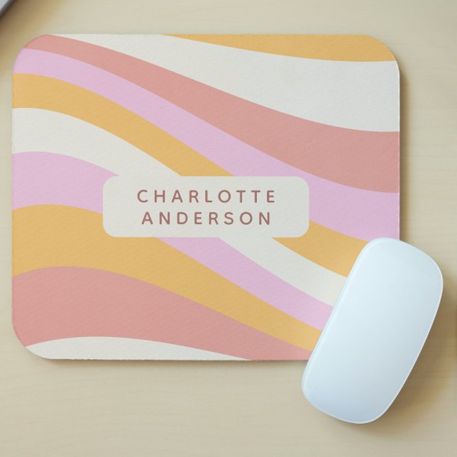Mousepad Girly Retro Vintage Wave Abstrato Trendy Feminine (Criador carregado)