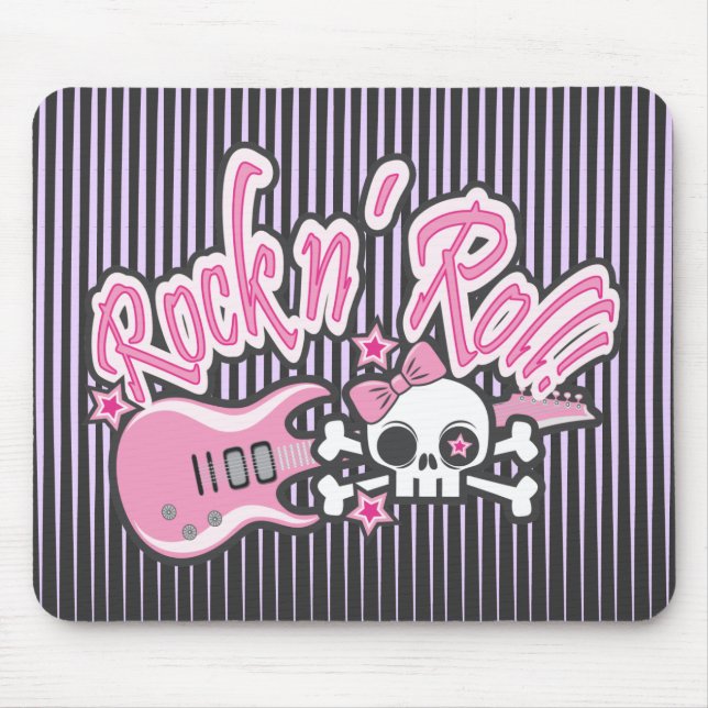 Mousepad Girly Rock n' Roll Skull (Frente)