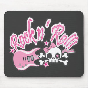Mousepad Girly Rock n' Roll Skull