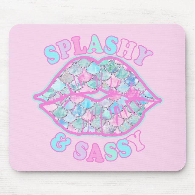 Mousepad Girly Splashy e Sassy Turquoise Rosa Sassy Kiss (Frente)