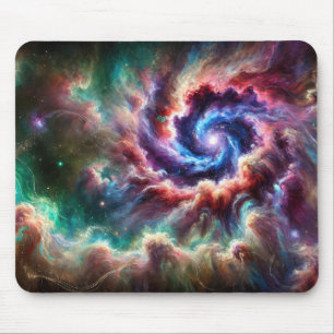 Mousepad Giro cósmico colorido de galáxia com nebulosa radi