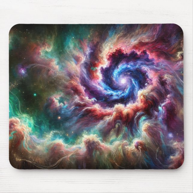 Mousepad Giro cósmico colorido de galáxia com nebulosa radi (Frente)