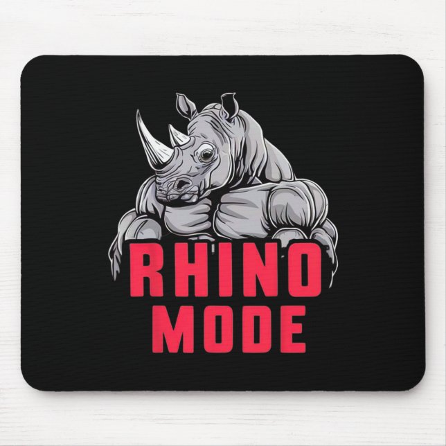 Mousepad Giro de Malhação do Modo Rhino Funny Bodybuilding (Frente)