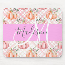 Mousepad Giry Chic Floral Pink Pumpkin Monograma Nome