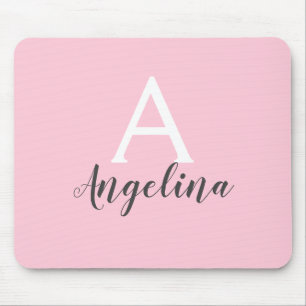 Mousepad Giry Pale Blush Cor-de-rosa branco e Cinza Nome do
