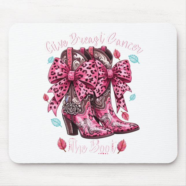 Mousepad Give Breast Cancer The Boot Nk Cowgirl Western Tee (Frente)