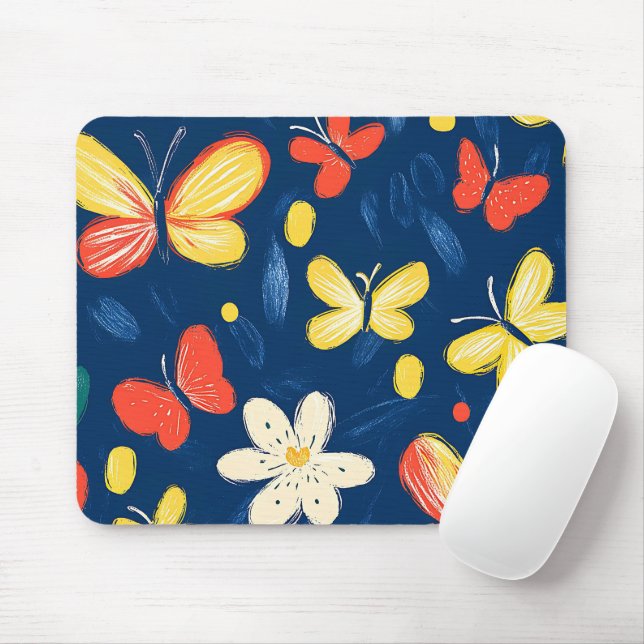 Mousepad Giz e Flores de Borboleta (Com mouse)