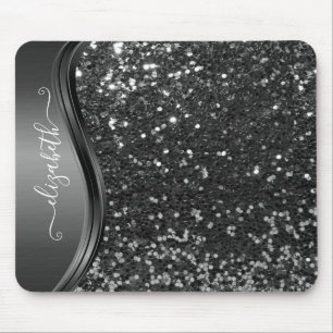 Mousepad Glam Bling Personalizado Caligrafia com Brilho Azu