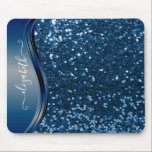 Mousepad Glam Bling Personalizado Glitter Caligrafia Azul<br><div class="desc">Este design não contém glitter ou sequências reais. Pode ser personalizado na área fornecida pela alteração da foto e/ou do texto. Ou pode ser personalizado clicando em Personalizar este Modelo e, em seguida, escolhendo o clique para personalizar mais a opção e excluir ou alterar a cor do plano de fundo,...</div>