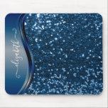Mousepad Glam Bling Personalizado Glitter Caligrafia Azul<br><div class="desc">Este design não contém glitter ou sequências reais. Pode ser personalizado na área fornecida pela alteração da foto e/ou do texto. Ou pode ser personalizado clicando em Personalizar este Modelo e, em seguida, escolhendo o clique para personalizar mais a opção e excluir ou alterar a cor do plano de fundo,...</div>